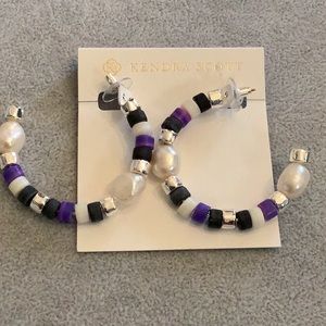 Kendra Scott Rachel Baroque Pearl & Variegated Cord Hoop Earrings in Purple Mix